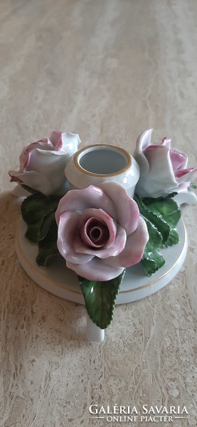 Herend porcelain, pink candle holder