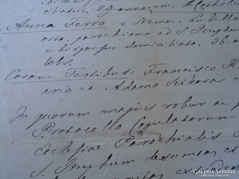 ZA470.23  Régi irat- Johannes Olexa- Anna Terro  1856  Pest  okmánybélyeg, viaszpecsét