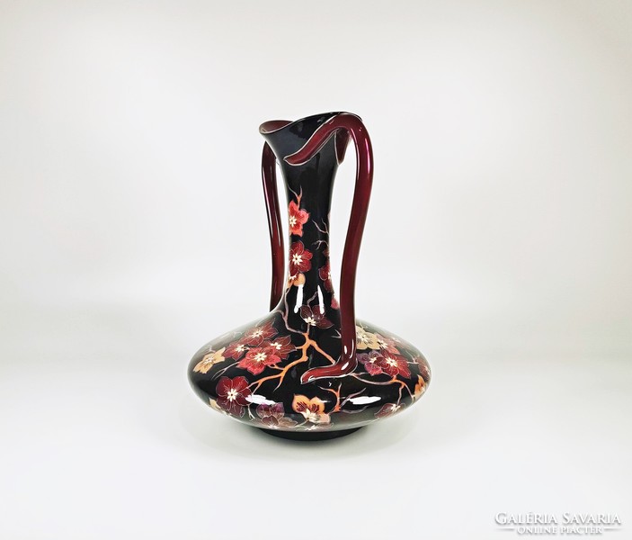 Zsolnay, multi-fired eosin signed hand-painted porcelain vase with floral pattern, flawless! (Bt005)