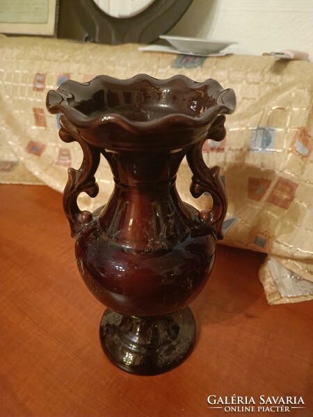 Beautiful brown glazed vase with handles