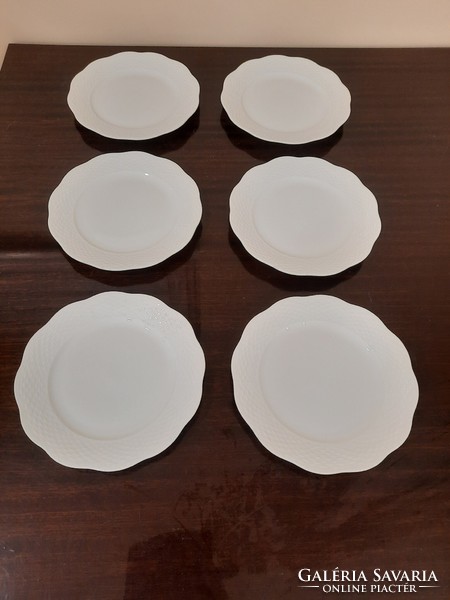 Set of 6 snow-white Herend porcelain cake plates