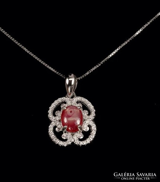 Silver pendant genuine untouched star ruby 5x7mm piece