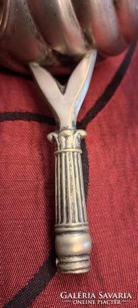 Antik csigaház, ezüstözött kanál (L4252)
