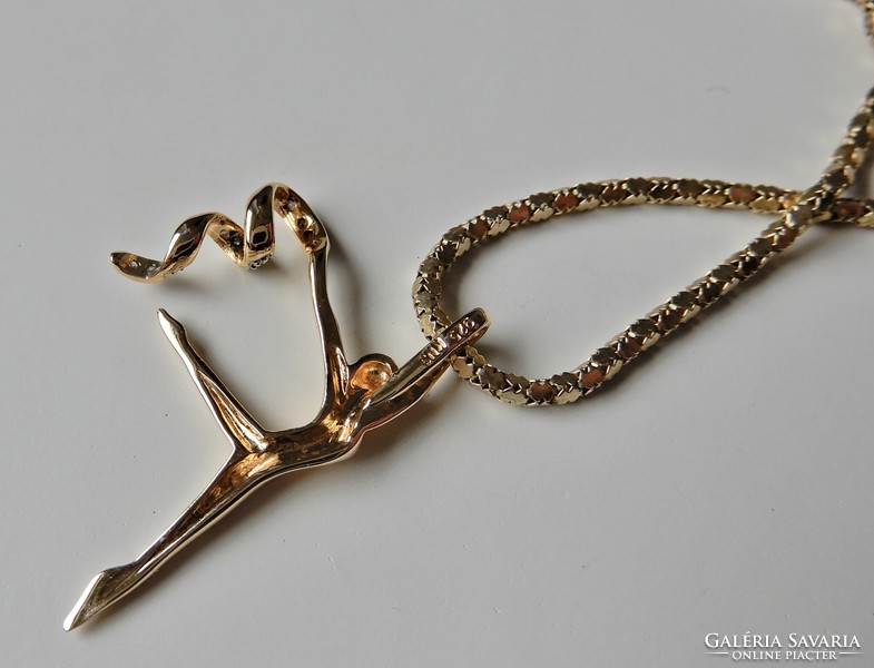 MILOR olasz aranyozott ezüst nyaklánc balerina medállal és gyémántokkal