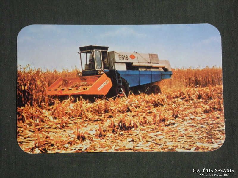Card calendar, agroker, agrotöszt, Budapest, Claas combine harvester, 1980, (2)