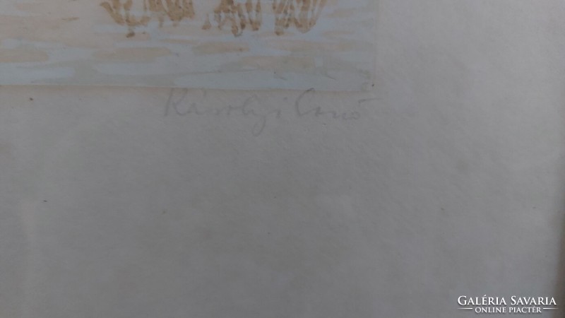 (k) Károlyi Ernő linómetszet l 53x43 cm kerettel