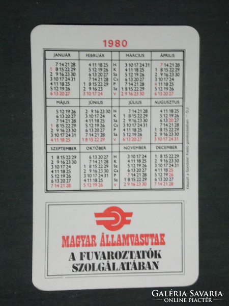 Card calendar, Máv railway, transport, Ikarus bus, 1980, (2)
