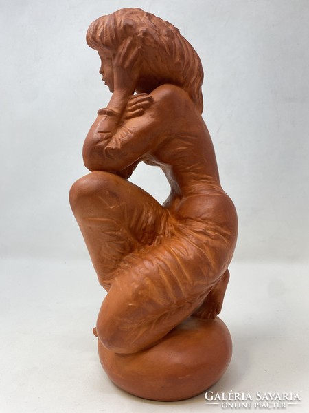 Beautiful sándor kligl - thinking terracotta statue (30cm) - cz
