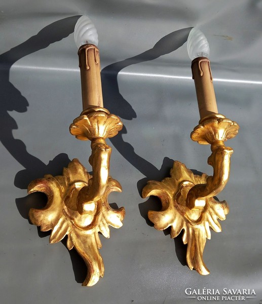 Pair of antique carved wooden wall brackets