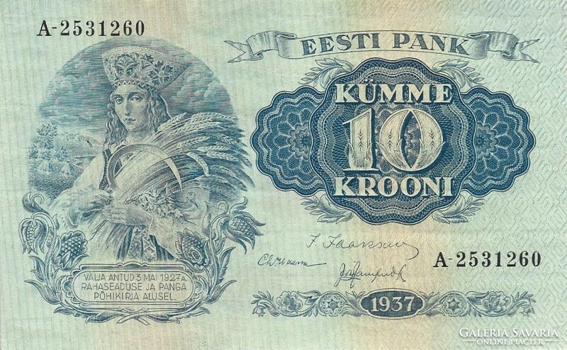 10 Korona krooni 1937 Estonia unc
