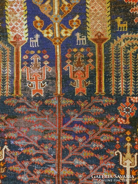 0K144 antique tree of life patterned carpet 110 x 155 cm