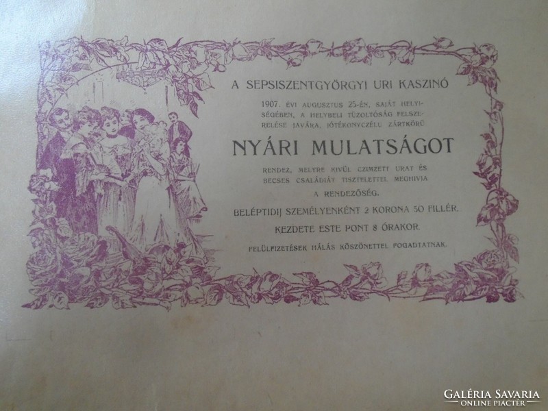 ZA323B15 Kner Izidor GYOMA Békés -1907 Meghívó MINTA  katalógusból -Sepsiszentgyörgy Debrecen