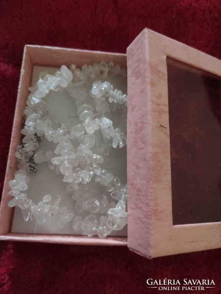 Rock crystal mineral set in gift box, chain + bracelet mineral jewelry, crystal jewelry