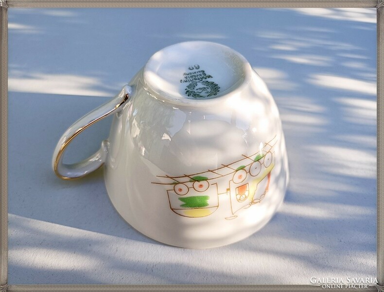 Retro winterling porcelain, train watering can pattern, coffee cup