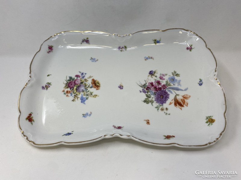 Hüttl tivadar Budapest flower-patterned porcelain offering, serving dish - cz