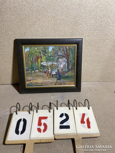 Bánfi szignóval festmény, olaj, karton, 32 x 27 cm-es.