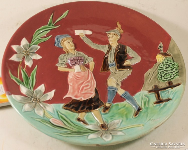 Antique dated majolica wall plate 1800s 1867