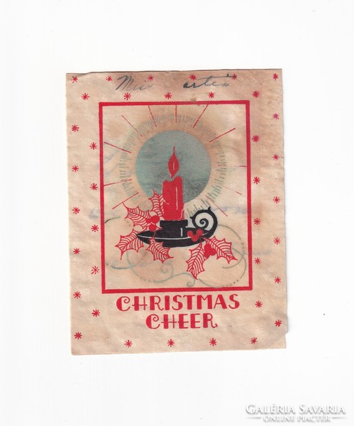 K:155 Karácsonyi  antik üdv.kártya-képeslap (foltos, viseletes)