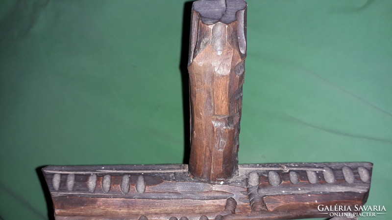 Antik kézzel faragott fali fa feszület kereszt CORPUS 48x20 cm Jézus corpusa 20 -cm a képek szerint