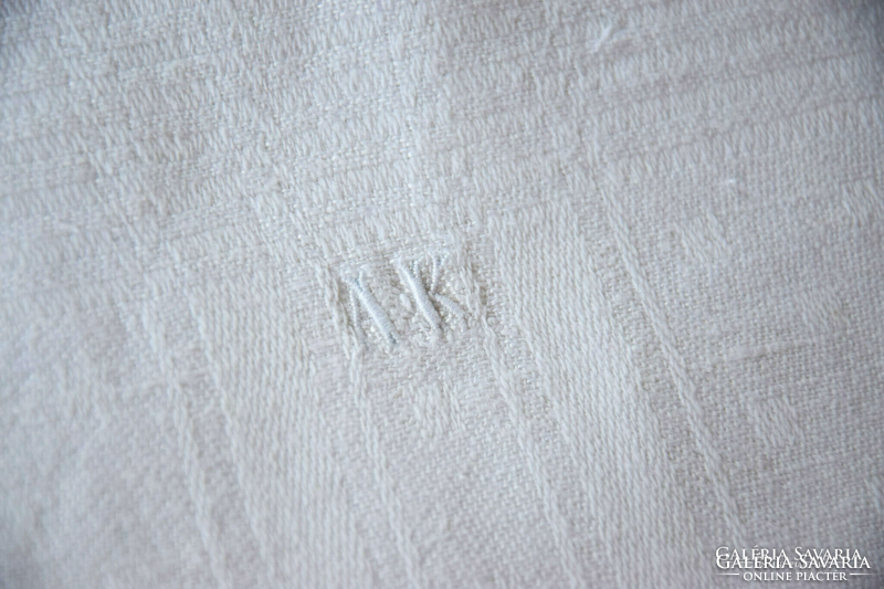 Old art deco damask napkin towel kitchen towel tablecloth set monogram 3 pcs 97 x 45 cm