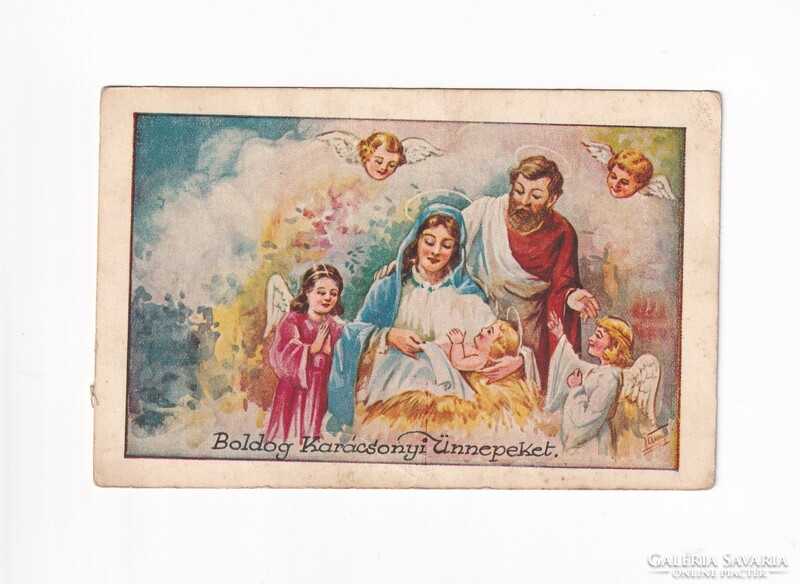 K:160 Karácsony antik képeslap vallásos