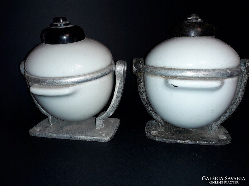 Antique porcelain metal soap dispenser, probably a pair of train soap dispensers from the past