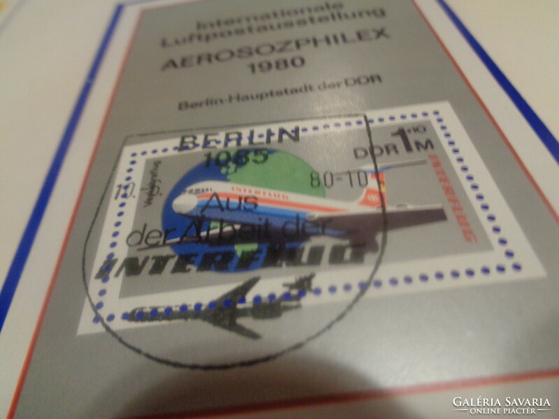 INTERPFLUG - DDR  Nemzeközi Légiposta  KiállItás  1980 .  2 db.  Emléklap