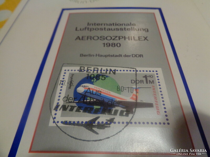 INTERPFLUG - DDR  Nemzeközi Légiposta  KiállItás  1980 .  2 db.  Emléklap