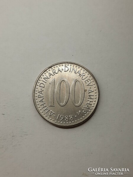 Jugoszlávia 100 dinár 1988 (Réz-Cink-Nikkel ötvözet)