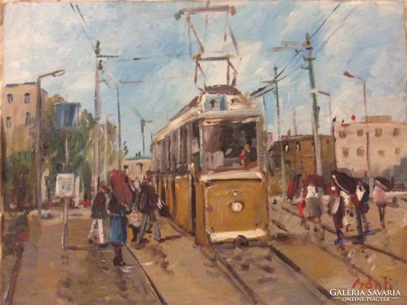 Painting - Budapest tramway