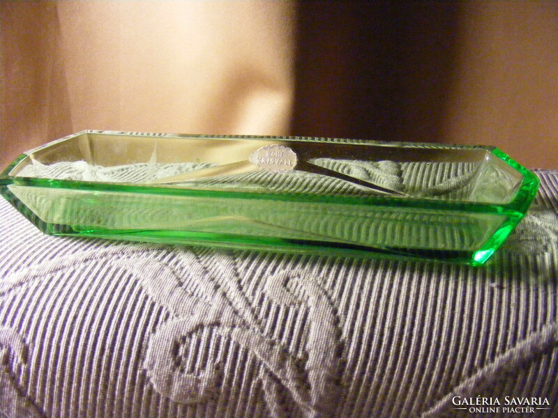 Austrian echt kristall zöld üveg pipere fogkefe tartó