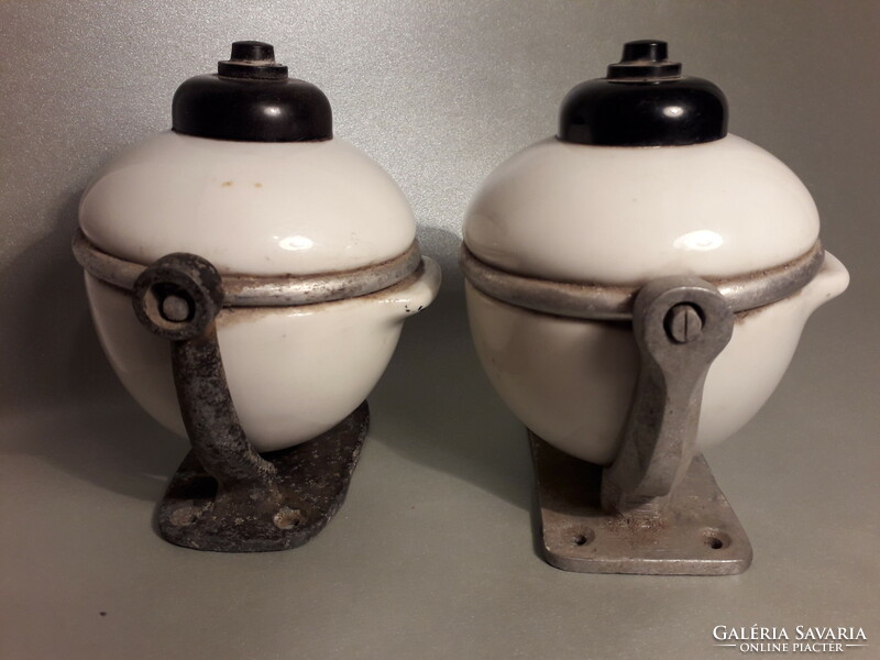 Antique porcelain metal soap dispenser, probably a pair of train soap dispensers from the past