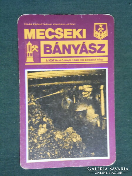 Kártyanaptár, Mecseki ércbányász vállalat, újság, Pécs, bányász, vájár , 1982 ,   (2)