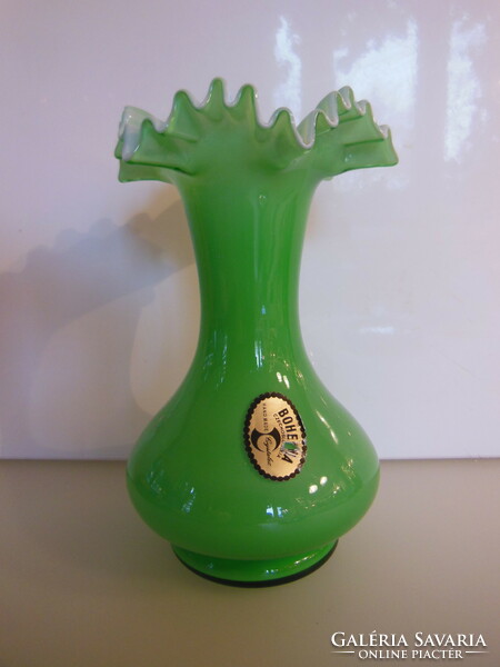 Vase - glass - bohemia - marked - extremely thick - 16 x 10 cm - - flawless