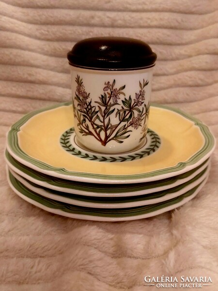 Villeroy & Boch plates and a spice holder.