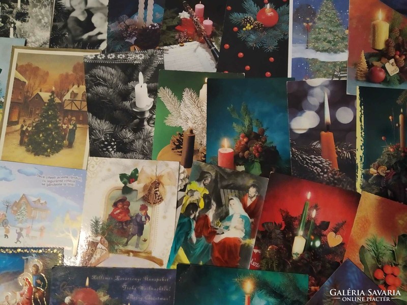 60 db retro karácsonyi képeslap egyben, használt