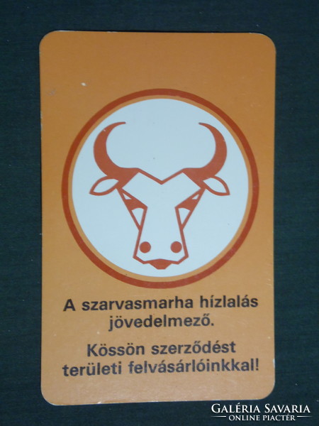 Card calendar, animal trading meat industry company, Miskolc, cattle fattening, 1982, (2)