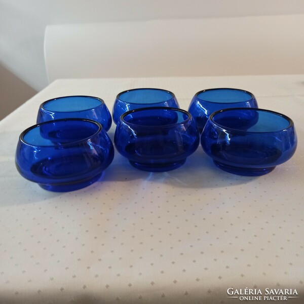 Ink blue glass compote set