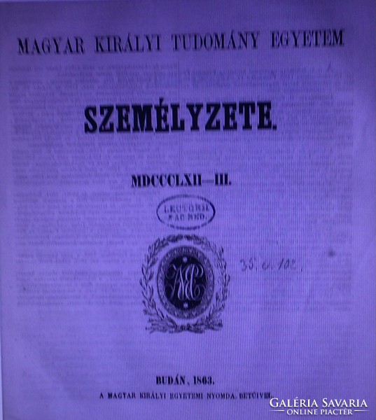 Royal Hungarian University of Science textbook. 1861 (Jaurino/Győr)