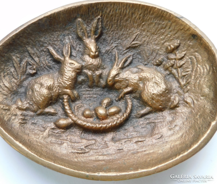 Antique rabbit bronze ashtray