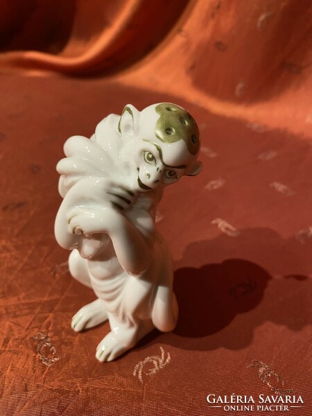 Hollóháza monkey, monkey salt shaker figure porcelain sculpture spice shaker
