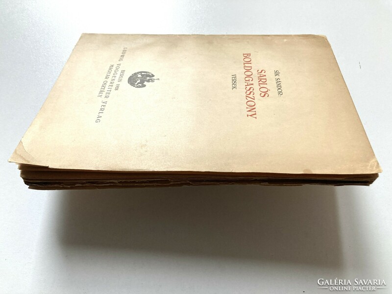 Sík Sándor: Sarlós boldogasszony. Versek. 1928, Első kiadás. Gyűjtői ritkaság