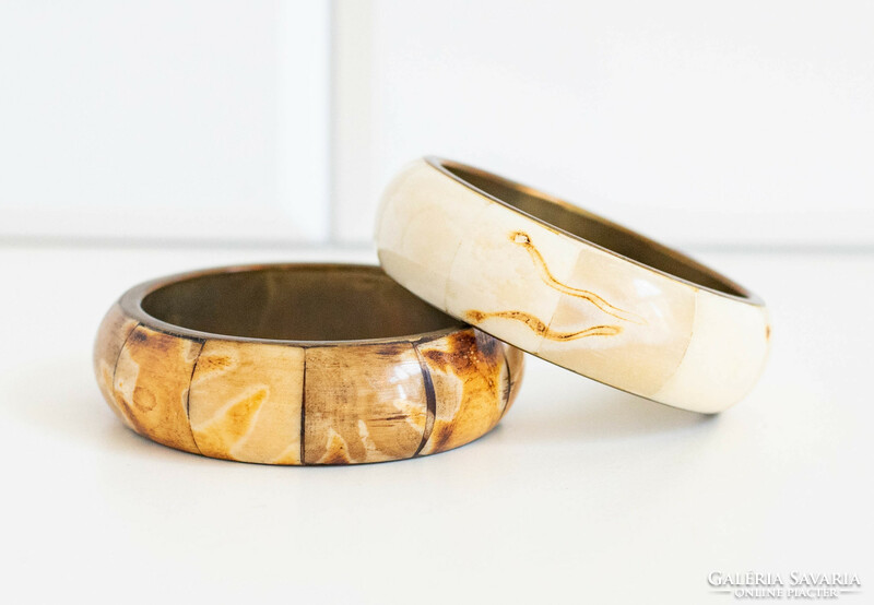 Pair of vintage bracelets - copper base with stone inlay - bracelet, bracelet, jewelry
