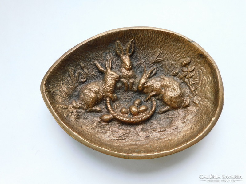 Antique rabbit bronze ashtray