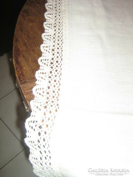 Wonderful pale buttery yellow crocheted woven tablecloth