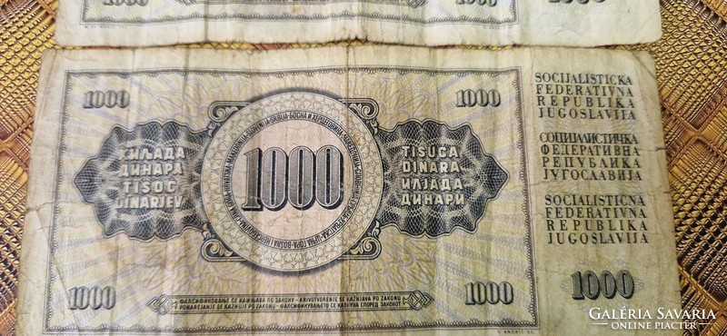 1000 Dinars Yugoslavia, 2 pcs