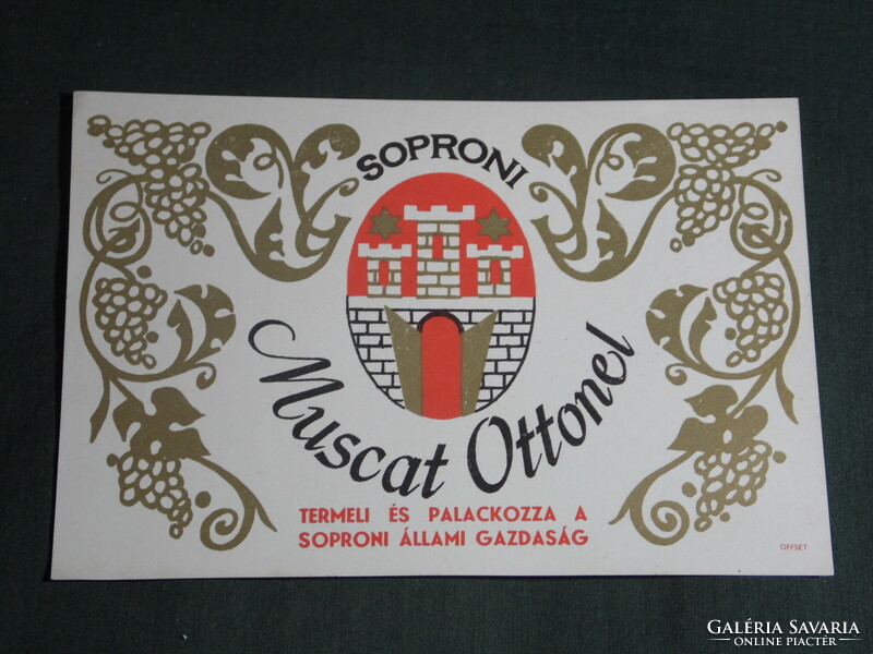 Bor címke,Sopron, pincészet, borgazdaság, Soproni muscat ottonel bor