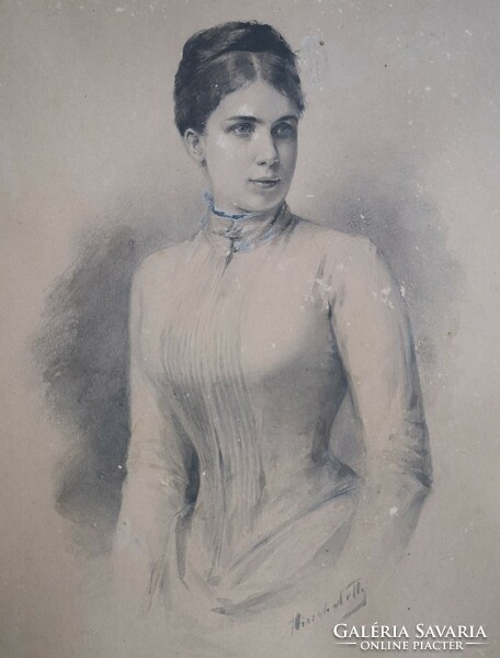 Nelly Hirsch (1871-1915): portrait of a lady. Elegant Biedermeier painting.