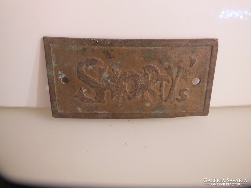 Sign - copper - antique - 10 x 5 cm - perfect