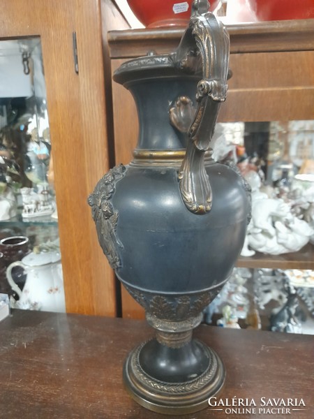Alt wien johann maresch majolica terracotta faience Art Nouveau vase, carafe. 40 Cm